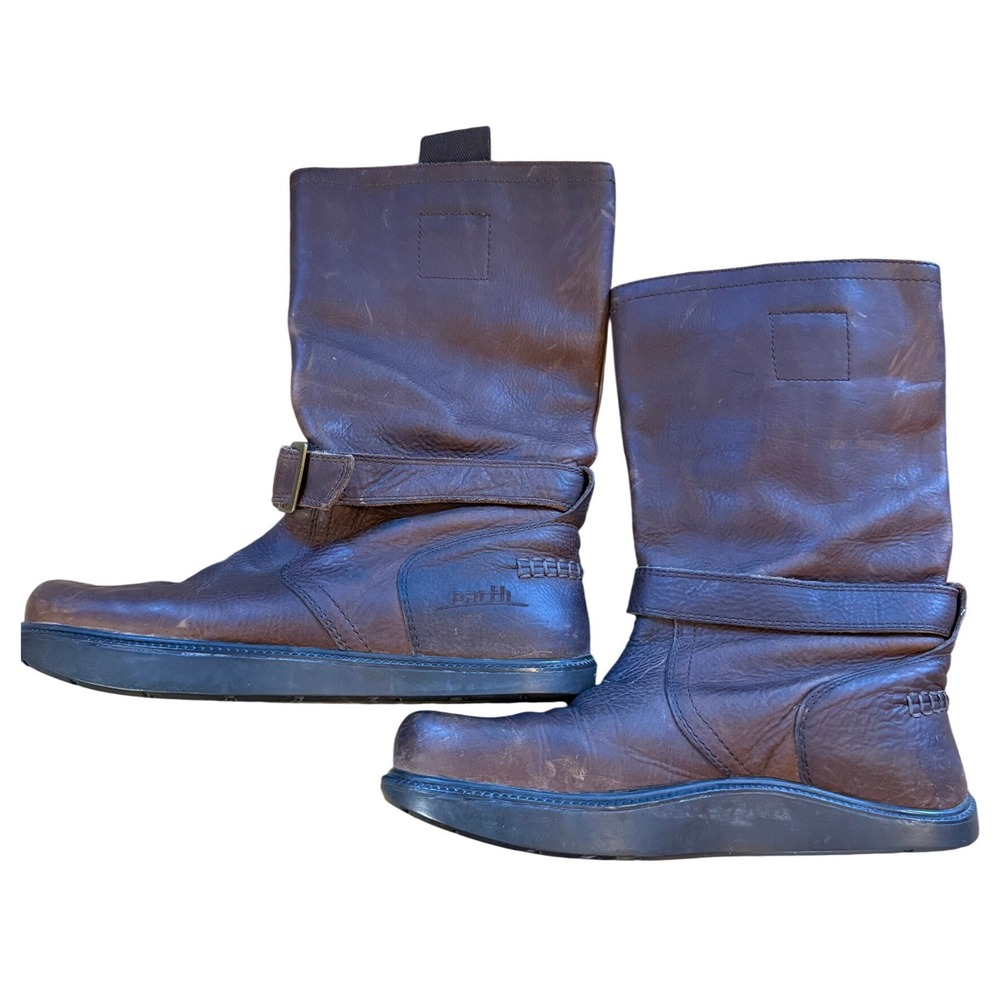 Earth Ranger Eclipse Sandstone Brown Leather Mid Calf Moto Boots Mens 8.5‎